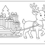 Reindeer pulling a sled full of gifts
