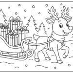 Reindeer pulling a sled full of gifts