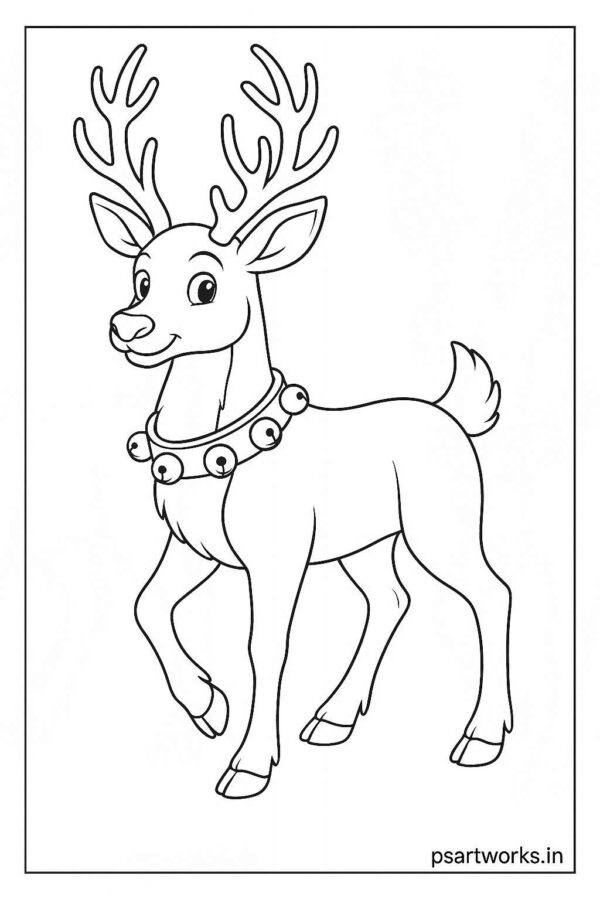 Reindeer with jingle bells around its neck