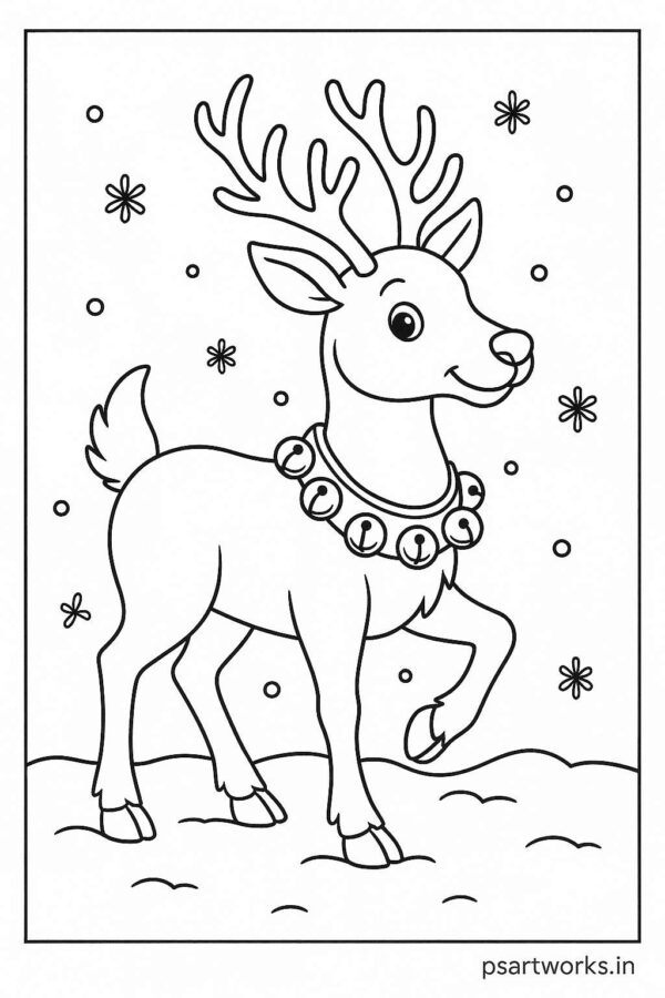 Reindeer with jingle bells around its neck