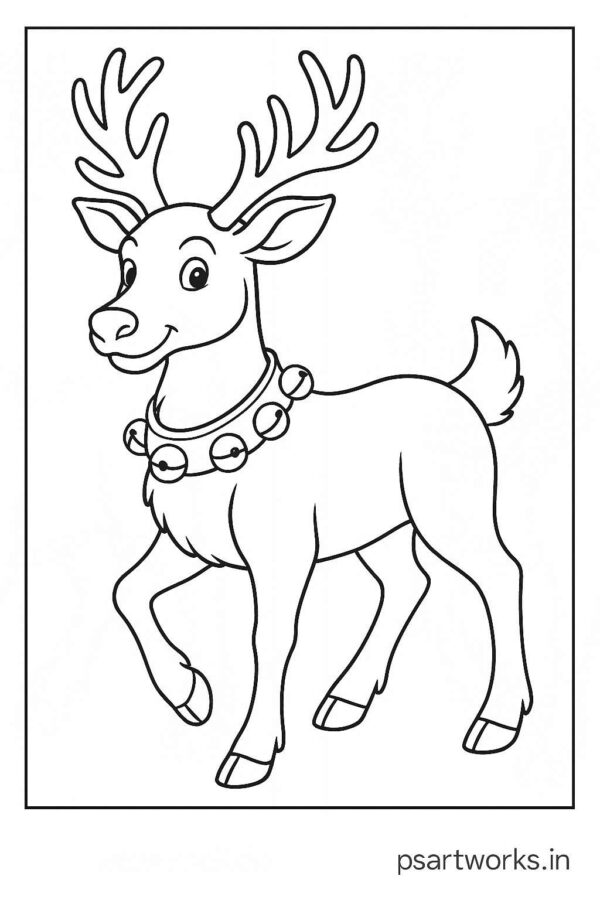 Reindeer with jingle bells around its neck