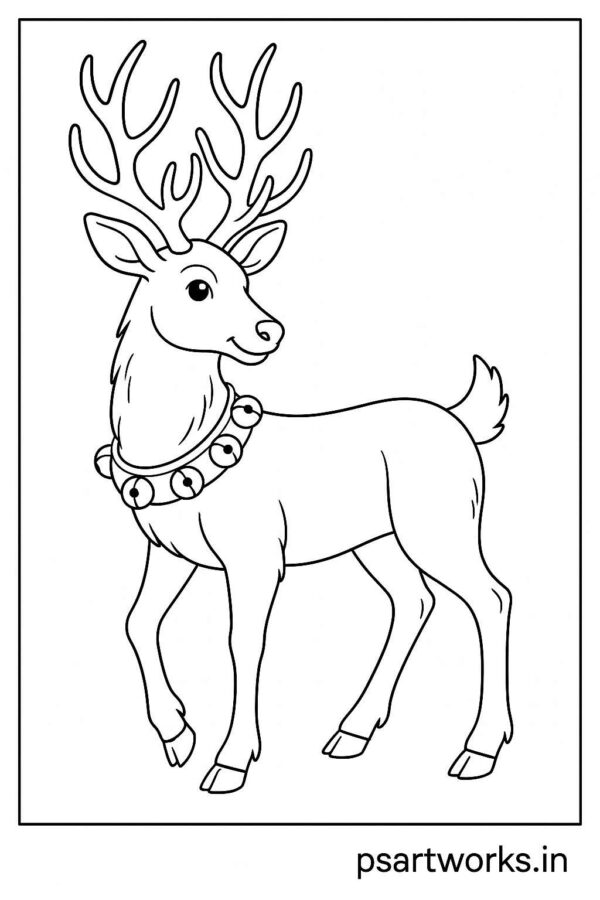 Reindeer with jingle bells around its neck