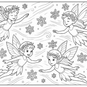 Snow fairies flying in the cold wind