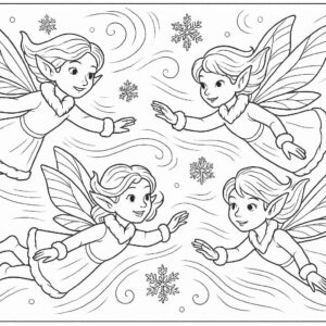 Snow fairies flying in the cold wind