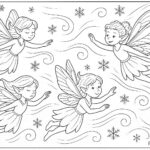 Snow fairies flying in the cold wind