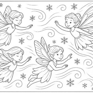 Snow fairies flying in the cold wind