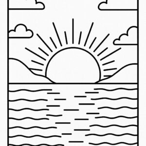 Sunset Colouring Page