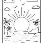 Sunset Colouring Page