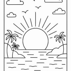 Sunset Colouring Page