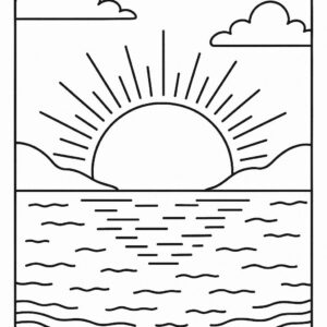 Sunset Colouring Page