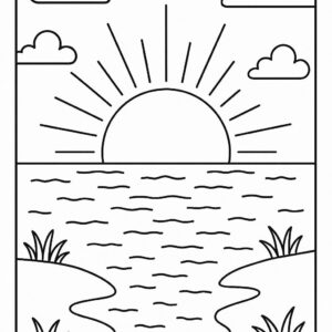 Sunset Colouring Page