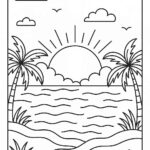 Sunset Colouring Page