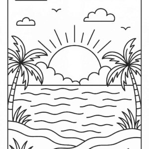 Sunset Colouring Page
