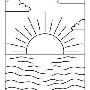 Sunset Colouring Page