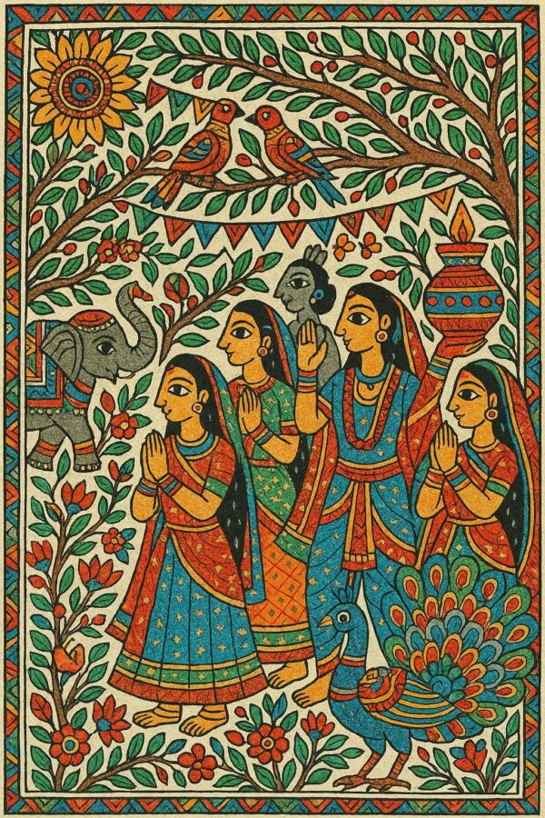 Vintage Madhubani Art Print