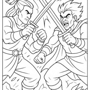 Warrior Fighting Coloring Page