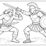 Warrior Fighting Coloring Page