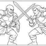 Warrior Fighting Coloring Page