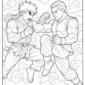 Warrior Fighting Coloring Page