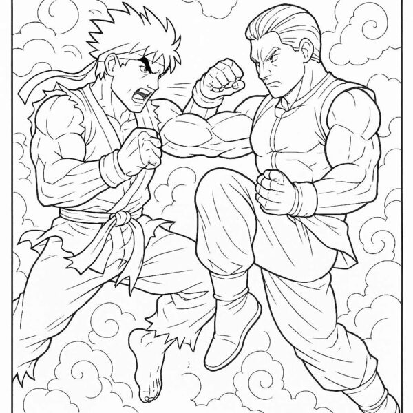 Warrior Fighting Coloring Page