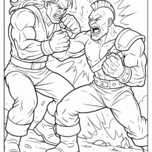 Warrior Fighting Coloring Page