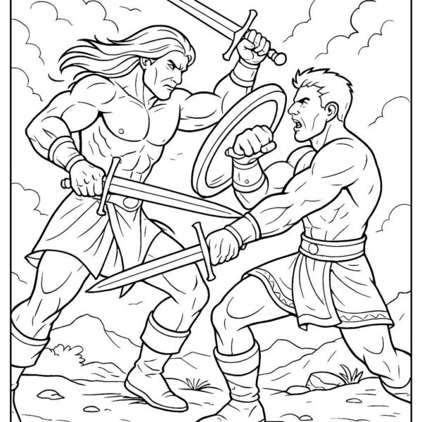 Warrior Fighting Coloring Page