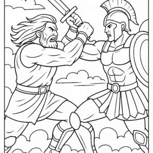 Warrior Fighting Coloring Page