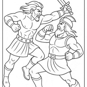 Warrior Fighting Coloring Page