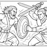 Warrior Fighting Coloring Page