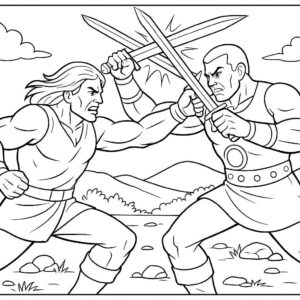 Warrior Fighting Coloring Page