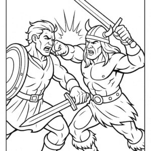 Warrior Fighting Coloring Page