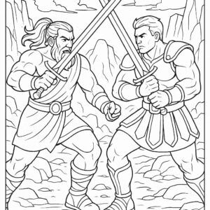 Warrior Fighting Coloring Page