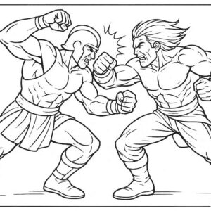 Warrior Fighting Coloring Page