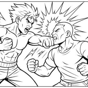 Warrior Fighting Coloring Page