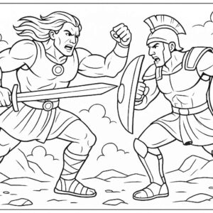 Warrior Fighting Coloring Page