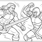 Warrior Fighting Coloring Page