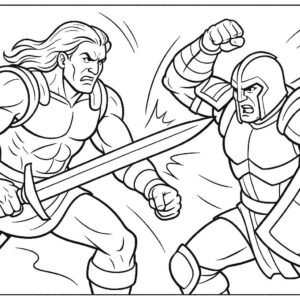 Warrior Fighting Coloring Page