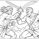 Warrior Fighting Coloring Page