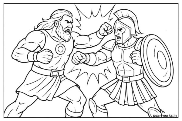 Warrior Fighting Coloring Page