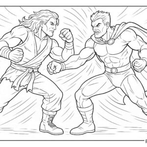 Warrior Fighting Coloring Page
