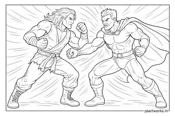 Warrior Fighting Coloring Page