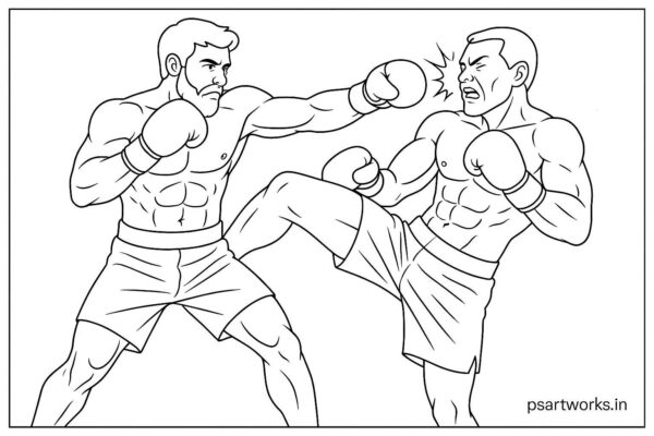 Warrior Fighting Coloring Page