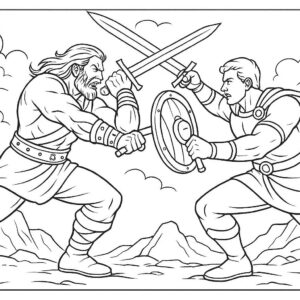 Warrior Fighting Coloring Page