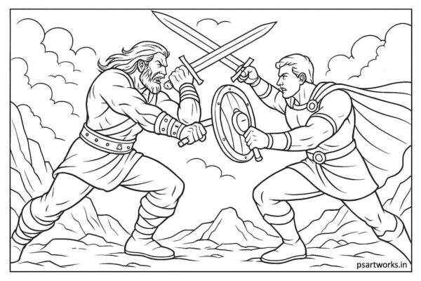 Warrior Fighting Coloring Page