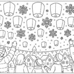 Winter festival with lanterns and snowflakes