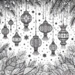 Winter festival with lanterns and snowflakes