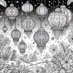 Winter festival with lanterns and snowflakes