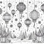 Winter festival with lanterns and snowflakes