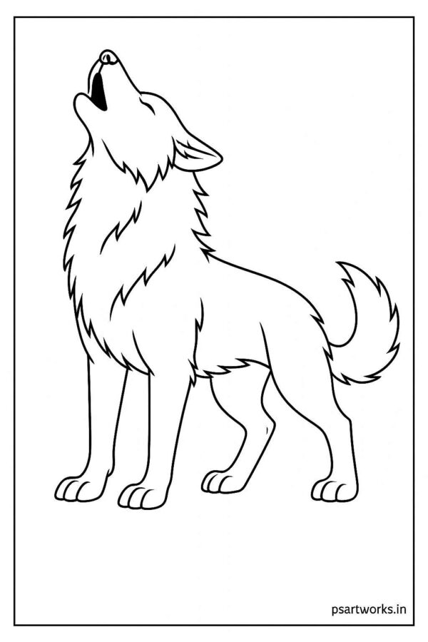 Wolf howling Coloring page
