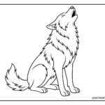 Wolf howling Coloring page